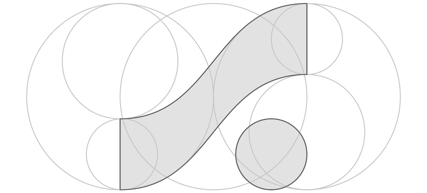 ALBACONNECTロゴの幾何学的な構成図